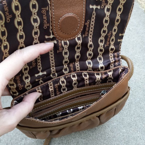 Leather Crossbody Shoulder Bag/Purse Cognac Tan Brown Chestnut Dark Camel 90s70s - Picture 10 of 16